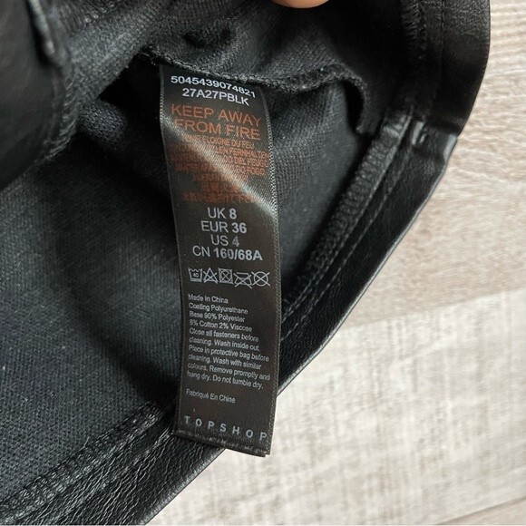 Topshop Faux Leather Motorcycle Skirt in black size 4 - Picture 5 of 7